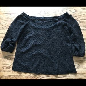 Black lace off-the-shoulder top